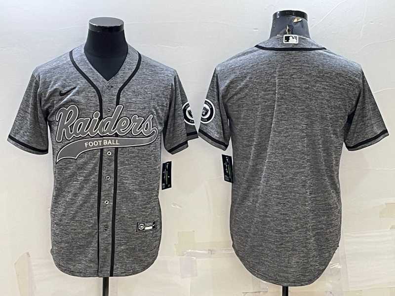 Mens Las Vegas Raiders Blank Grey With Patch Cool Base Stitched Baseball Jersey->las vegas raiders->NFL Jersey